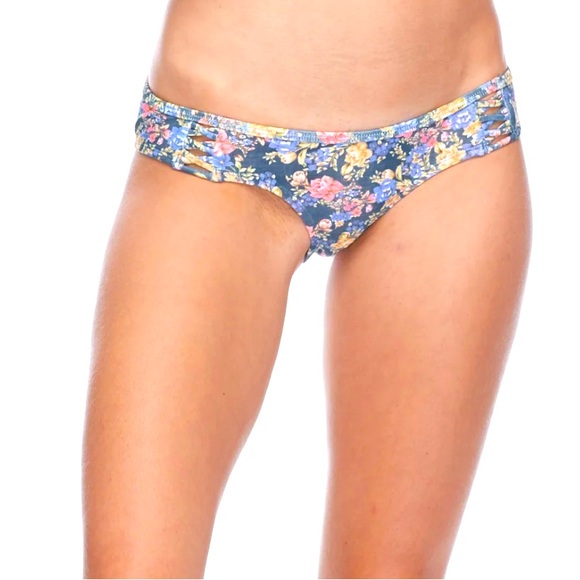 Eidon Blue & Pink Floral Print Bikini Top Set XL Top Large Bottoms Moxie Rebel - Picture 3 of 9